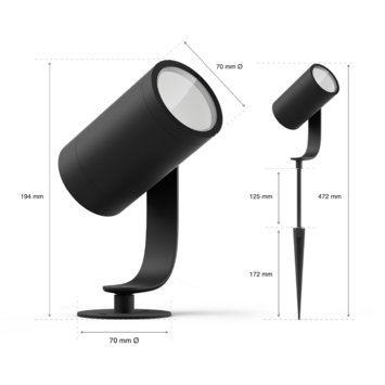 Philips Hue outdoor Lily startset prikspot 1x8W zwart