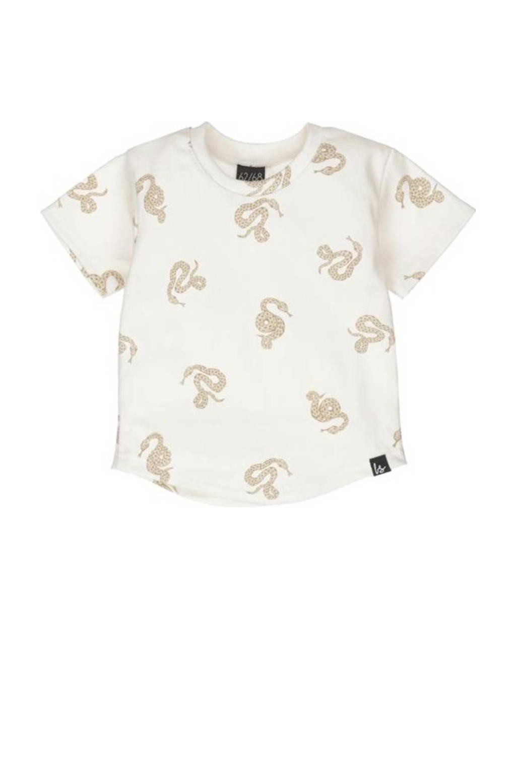 Babystyling baby T-shirt met all over print ecru/lichtbruin