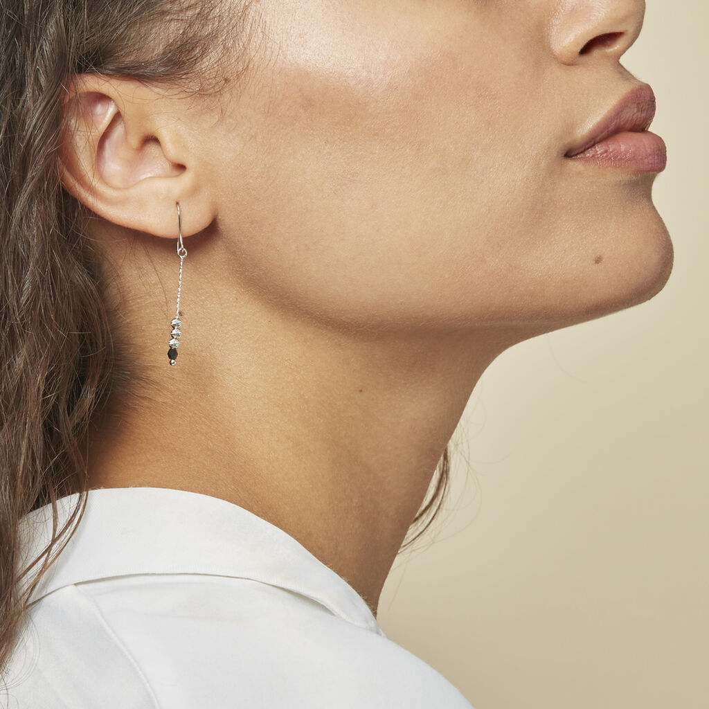Boucles D'oreilles Pendantes Cyprielle Argent Blanc Pierre De Synthese