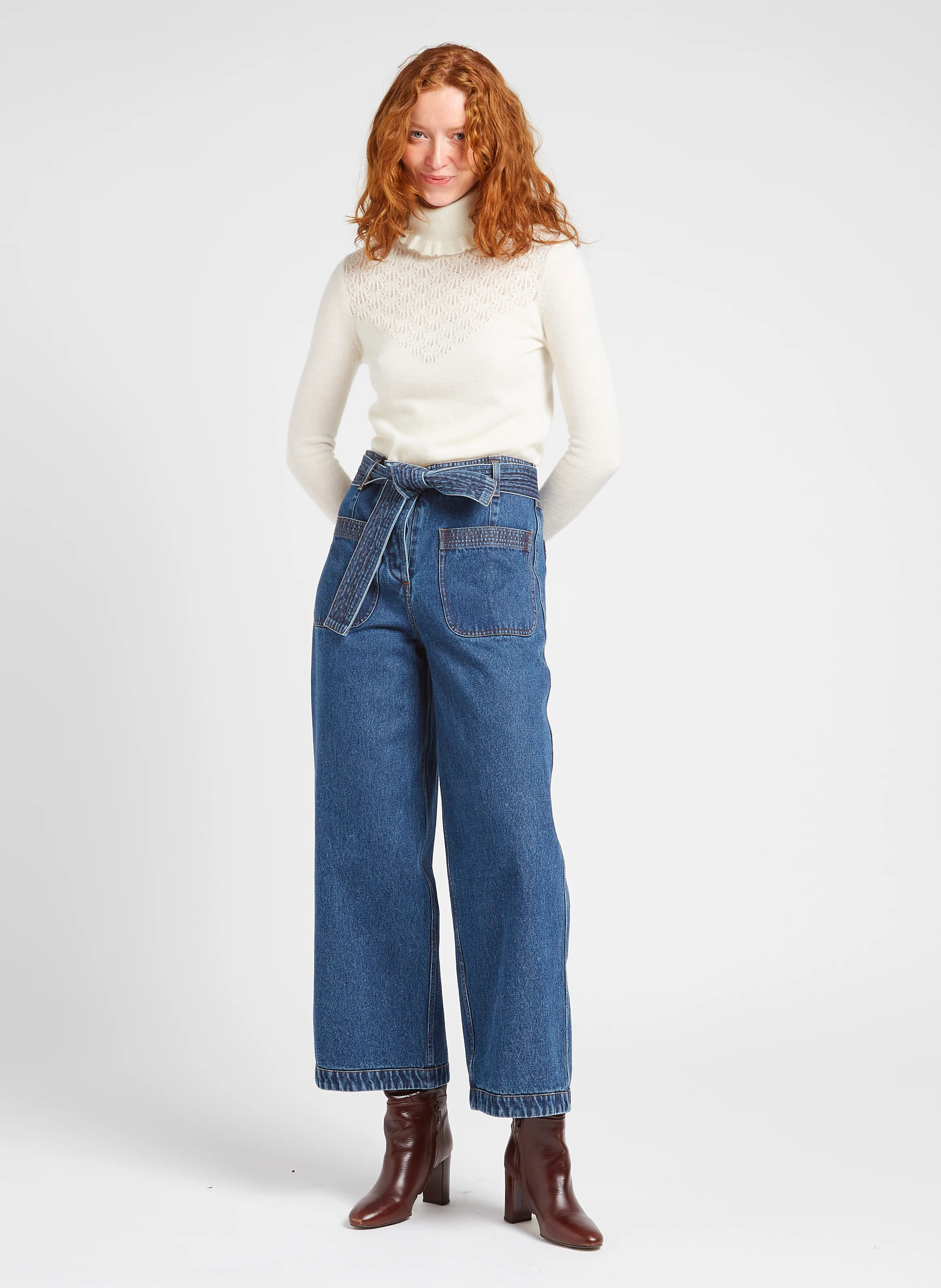 DOILLON - Jean large en coton | Bleu