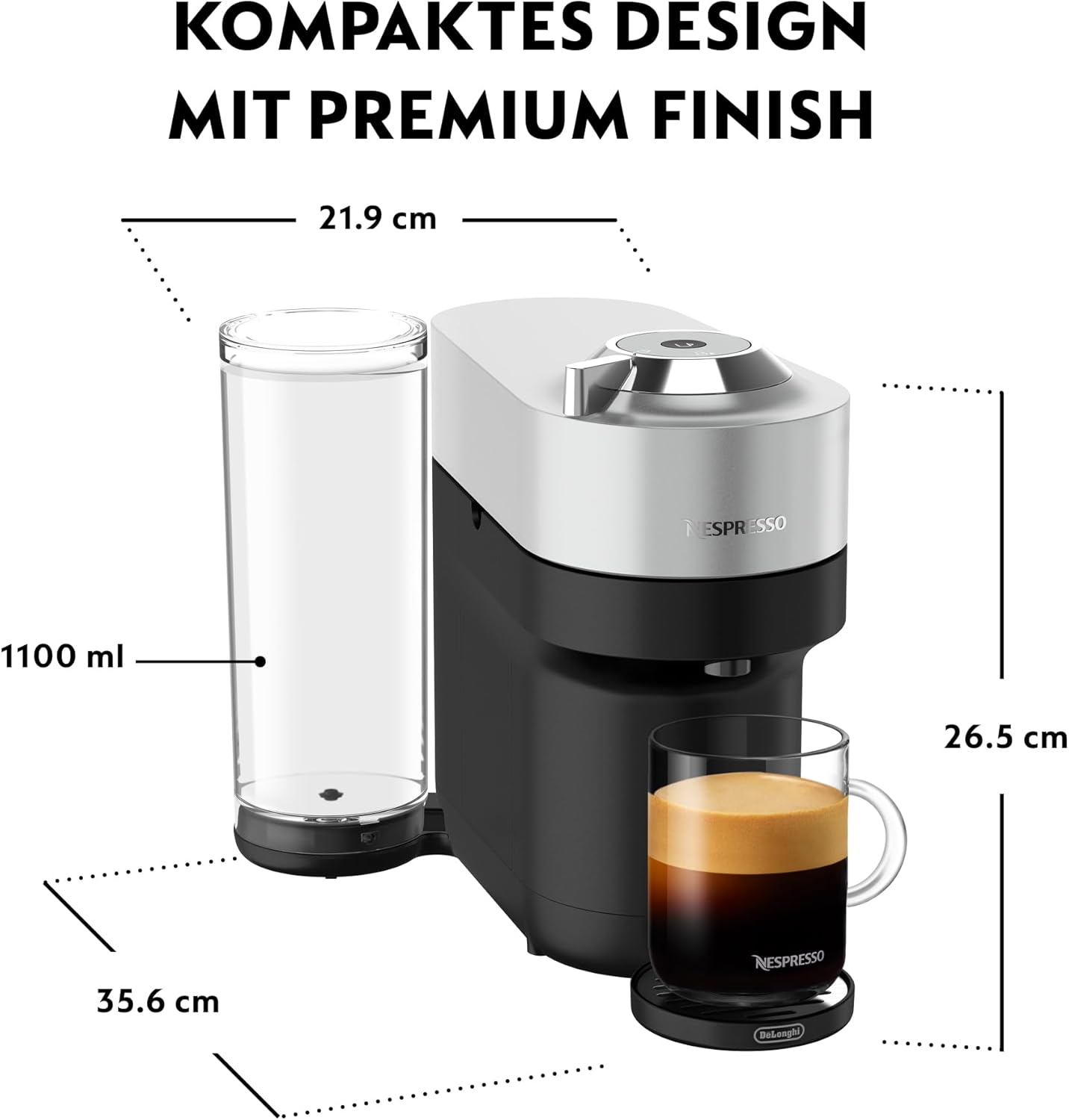 Nespresso Vertuo Pop+ Kaffeekapselmaschine Silber | Gourmetkaffee mit perfekter Crema in 4 Tassengrößen