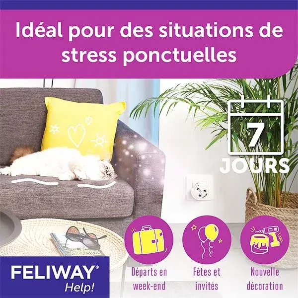 Feliway Help! Eco Pack com 3 cartuchos Antiestresse para gatos, uso ocasional 3 vezes por semana