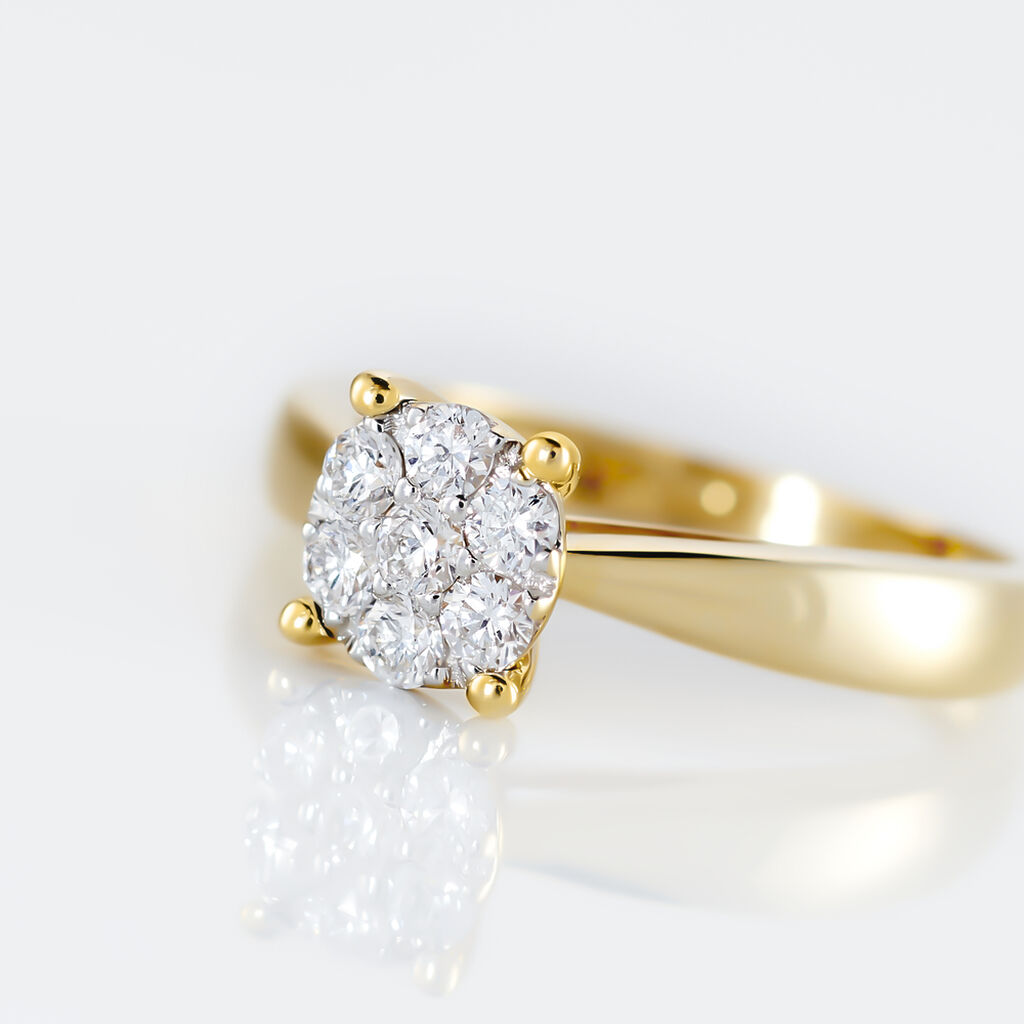 Bague Charlène Or Jaune Diamant Synthetique