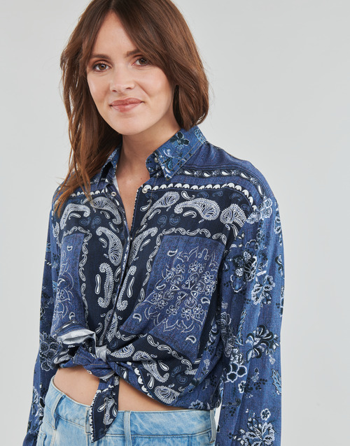Liu Jo - CAMICIA CON NODO DEN. - DEN.BLUE PRINTS WASH