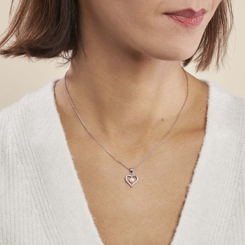 Collier Ainhoa Maille Forçat Argent Blanc Perle De Culture