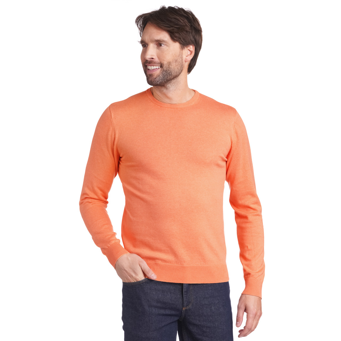 VanVaan Herren Feinstrickpullover mit Rundhals hellorange
