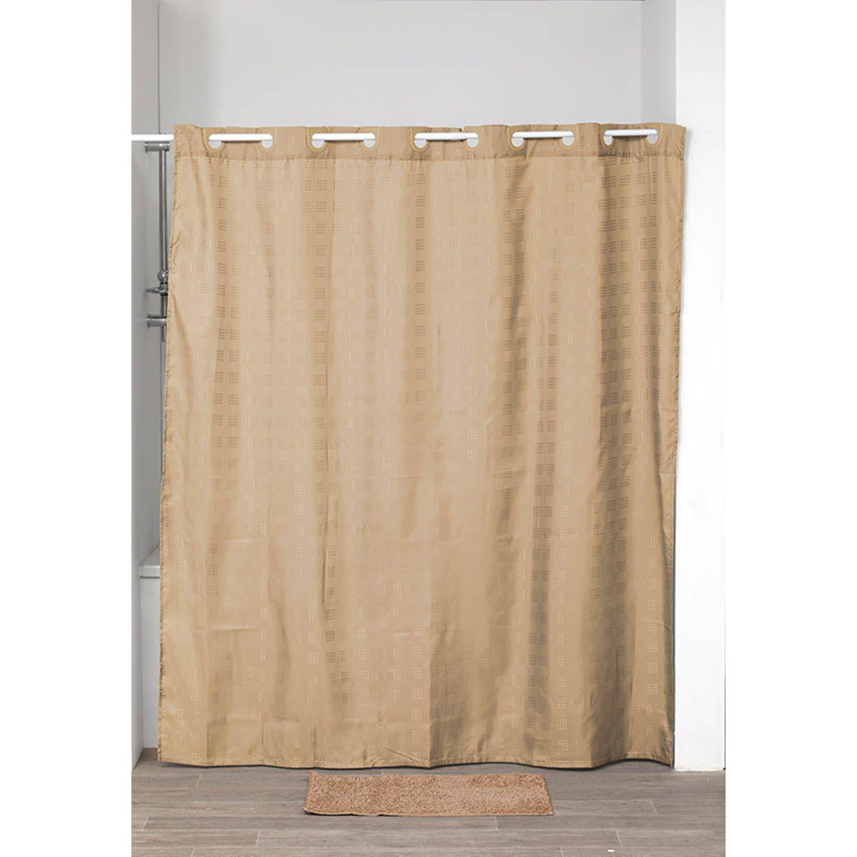 RIDEAU DE DOUCHE POLYESTER OEILLETS INTEGRES 180X200CM CAMEL