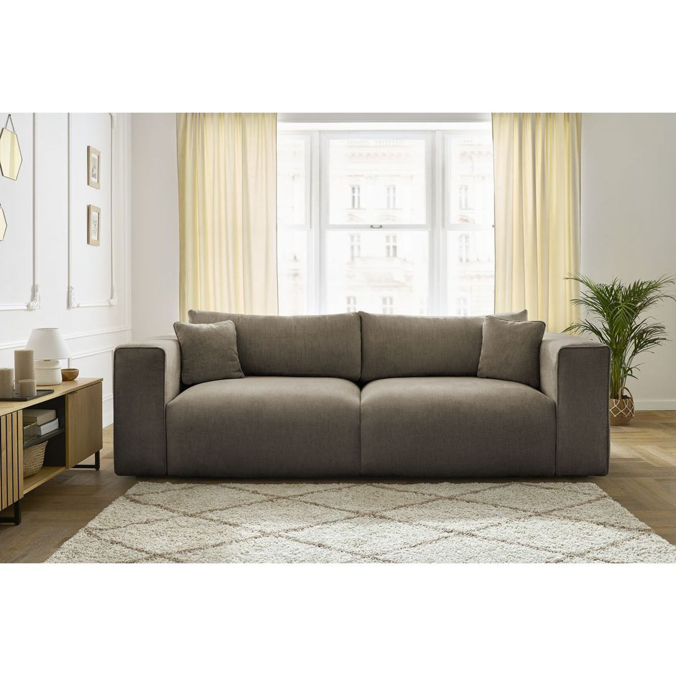 Bobochic Canapé convertible coffre ezechiel taupe - 265x109x82 cm