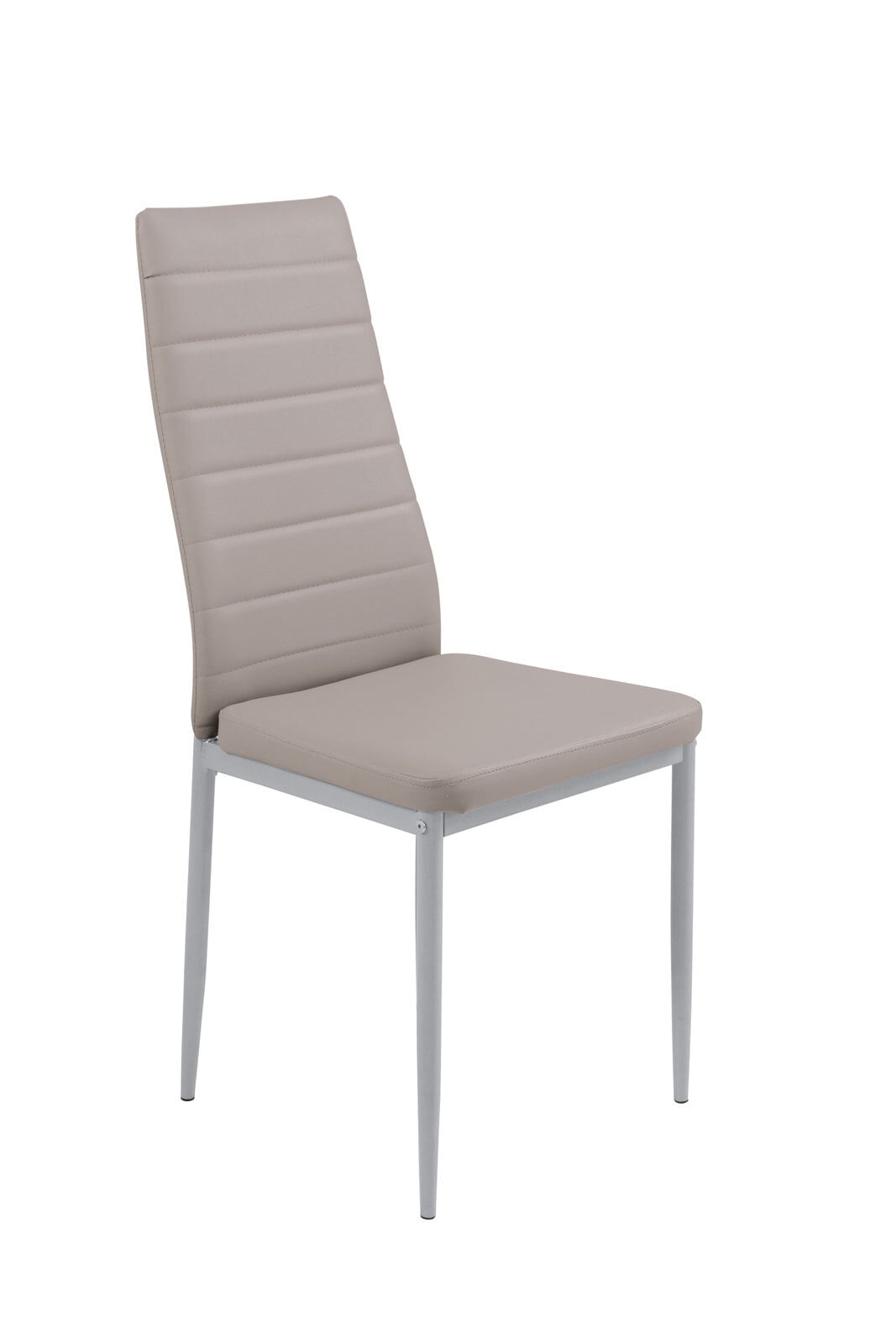 Stuhl Simone Lederlook Cappuccino / Rundrohrfüße alufarbig