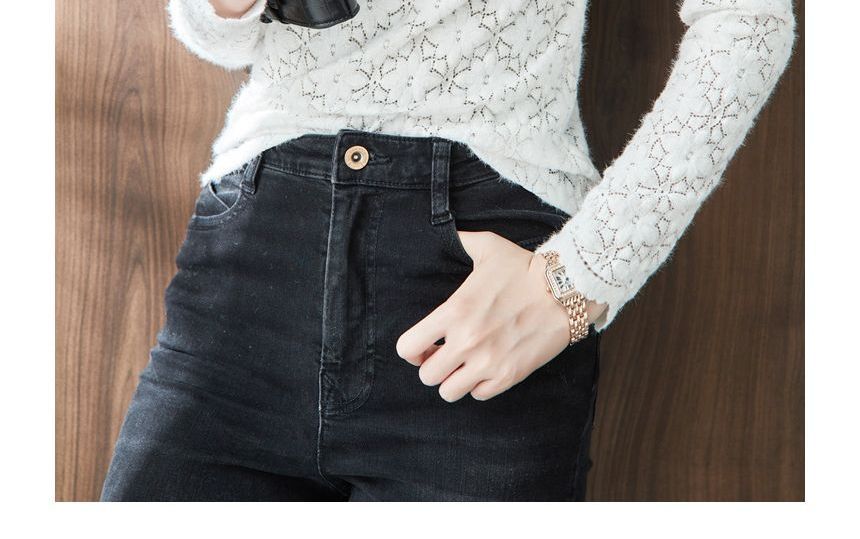 Lewwe - Blouse met lange mouwen en hoge hals en effen kant