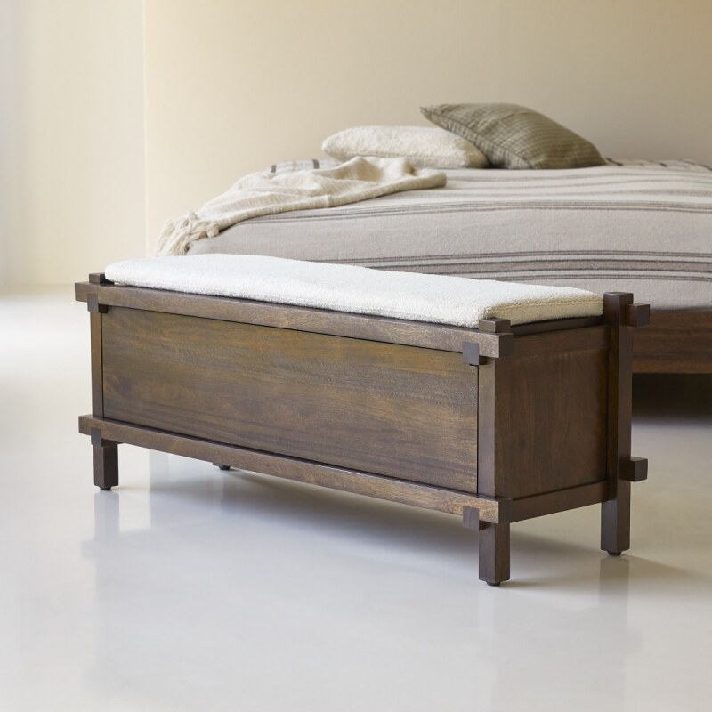 Bout de lit en manguier massif Arko H 48 x L 120 x P 40 cm