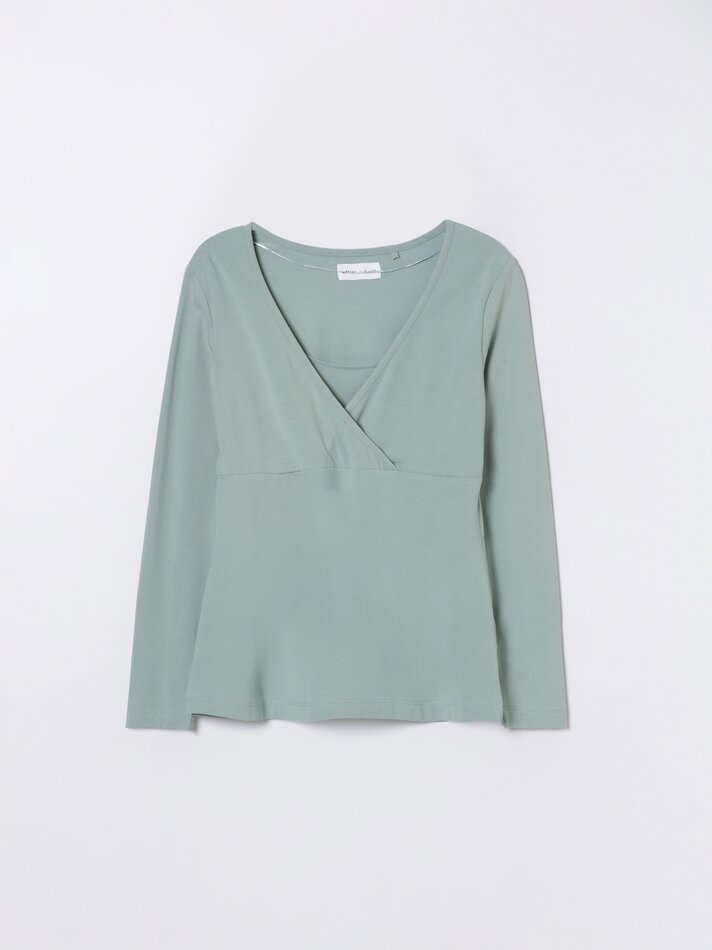 Blusa de amamentação com decote cruzado - Verde Centro Cirúrgico
