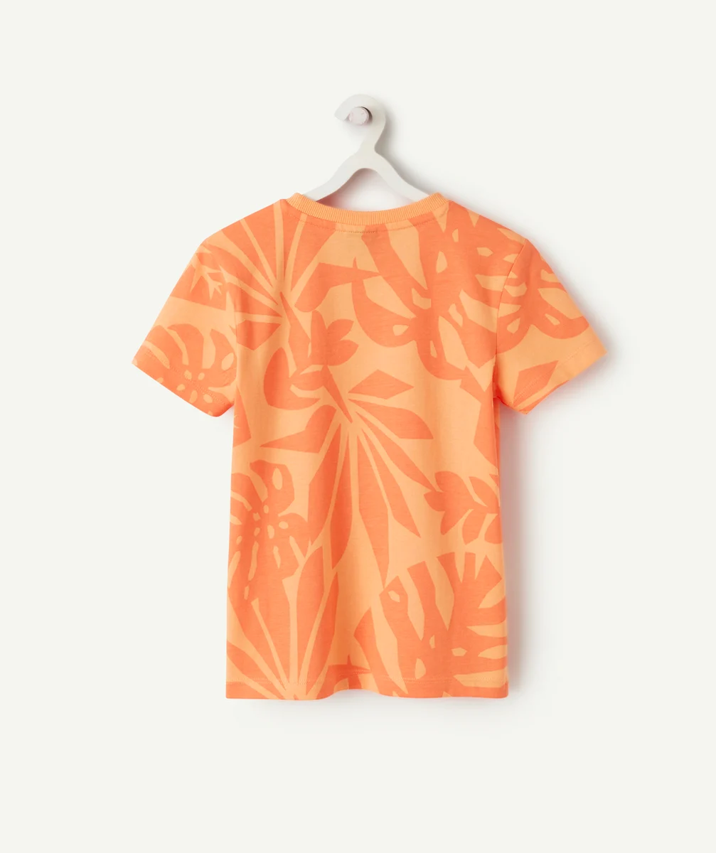 t-shirt manches courtes garçon en coton bio orange thème feuilles