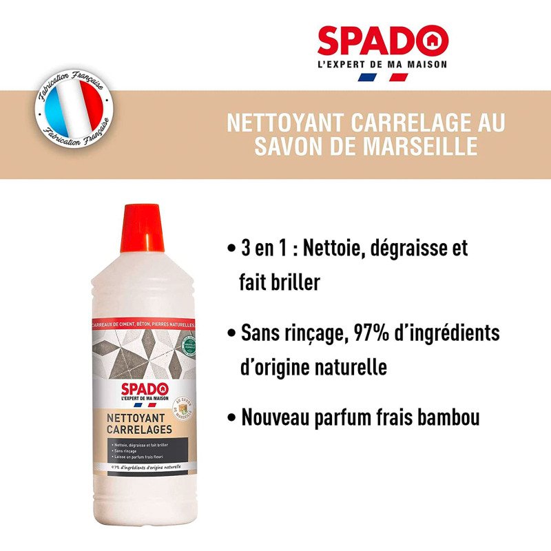 Nettoyant carrelages au savon de Marseille - Flacon de 1 L