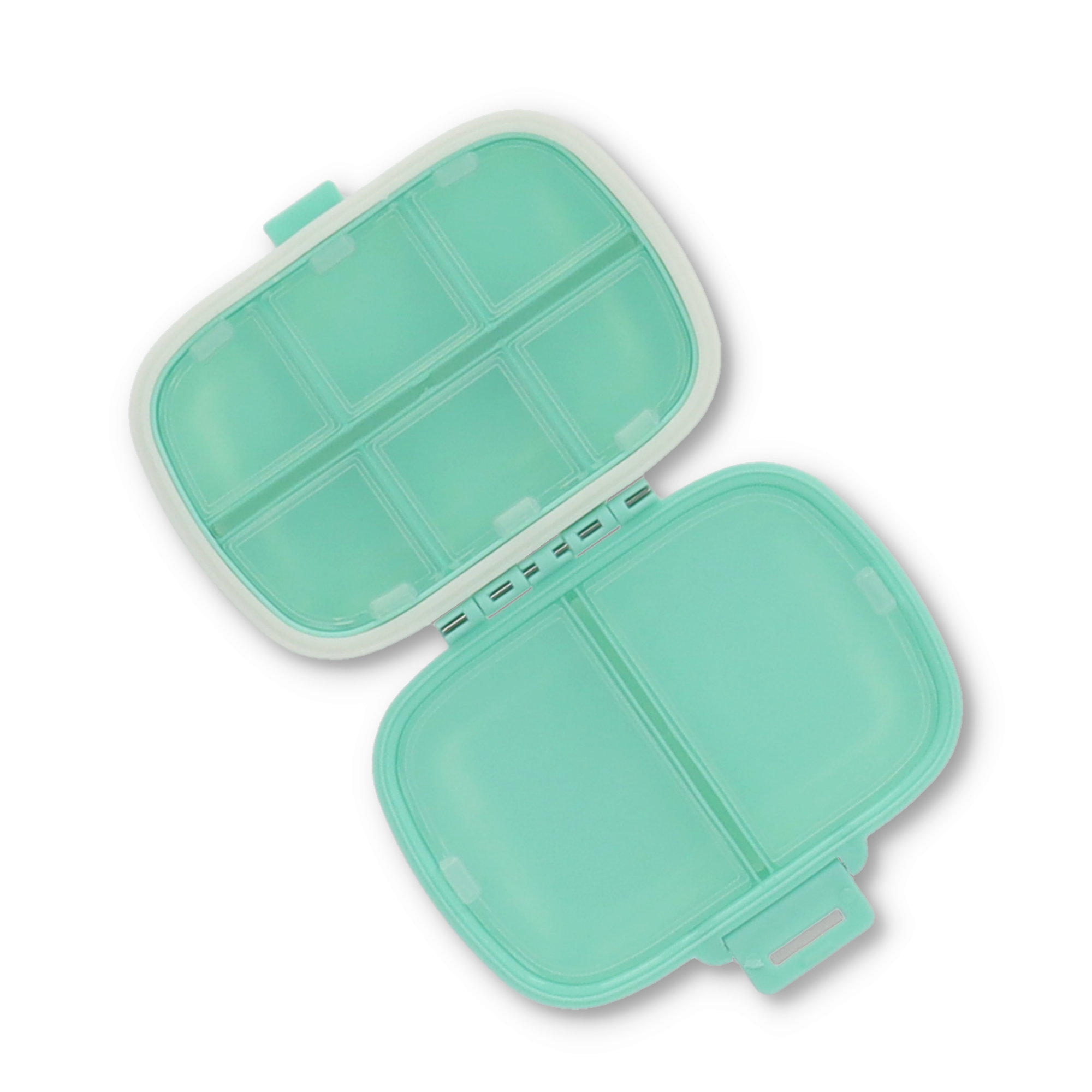 (11x8cm) Medikamenten Dosierer 8 Fächer Dosett Tablettenbox Supplements Pillendose Tablettenspender - Türkis