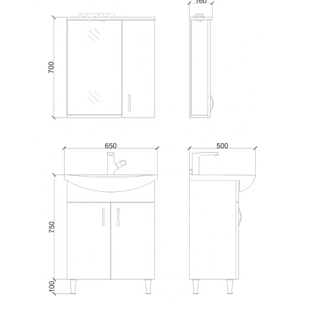 SaniGoods Epoca wastafel keramiek 65cm wit