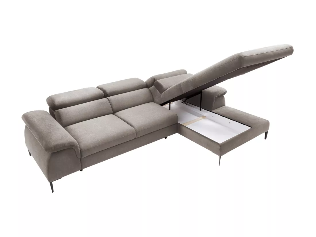 Canapé d'angle droit convertible en velours taupe SEPINA de Pascal Morabito