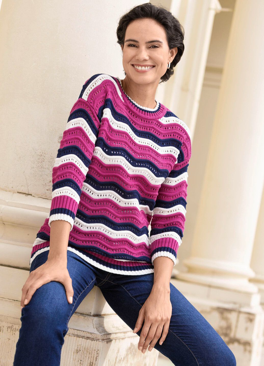Pullover mit Wellen-Ringeldessin