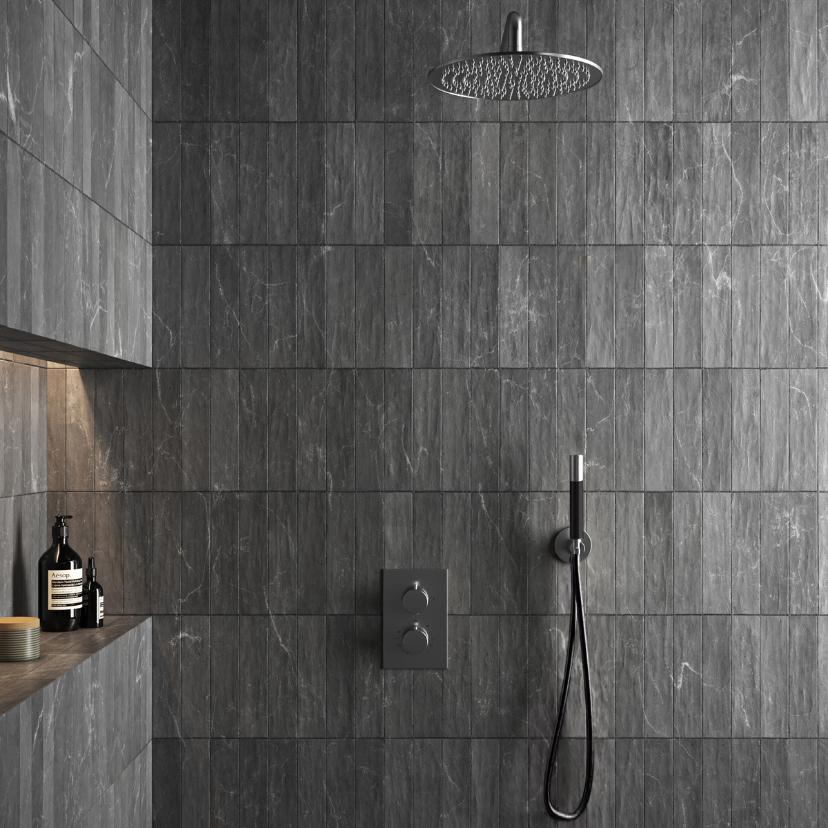 Saniclear Exclusive Pro volledig 304 RVS inbouw regendouche 30cm met staaf handdouche wandmontage