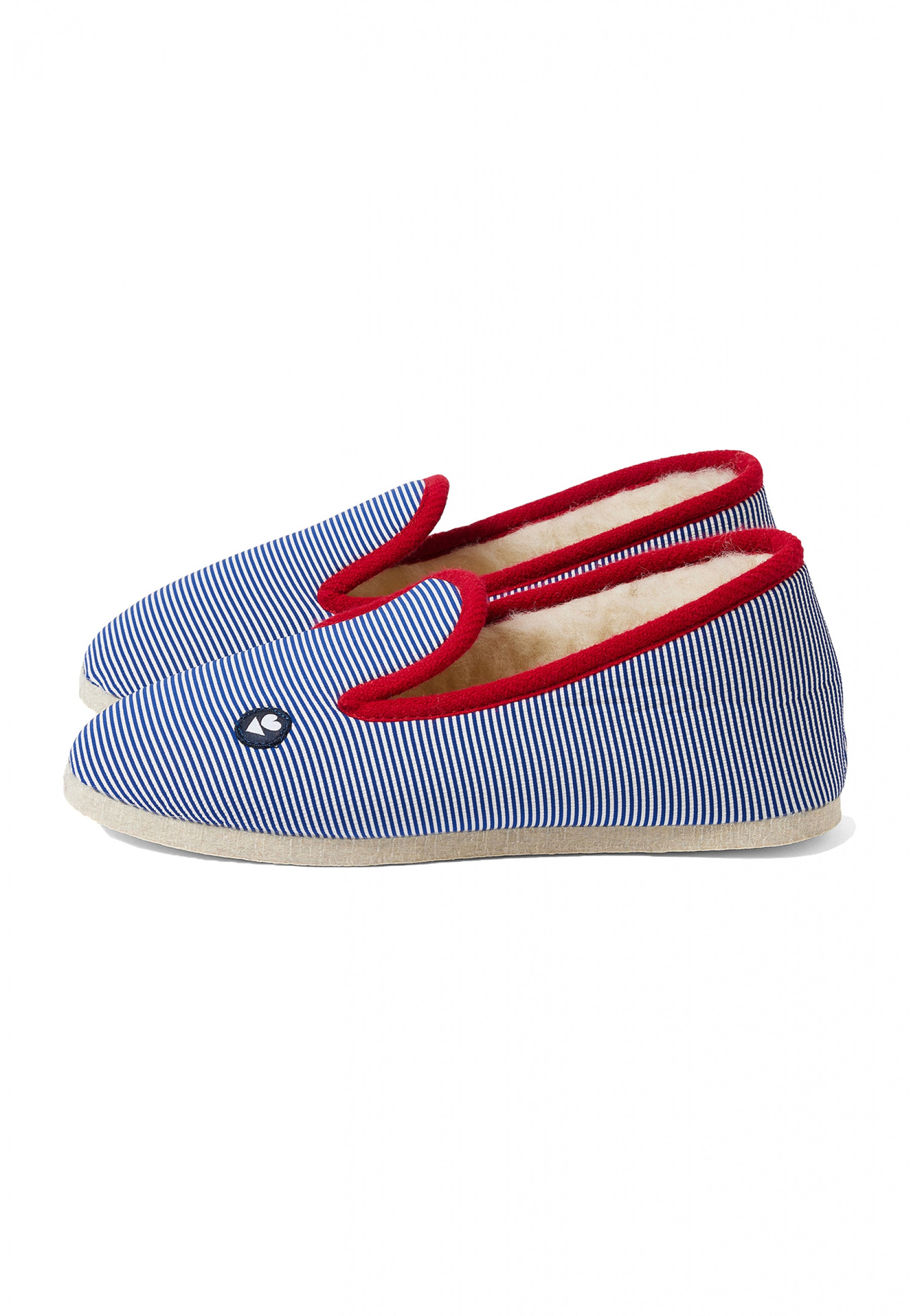 Chaussons d'intérieur en laine-Pantoufles Rayure Marine