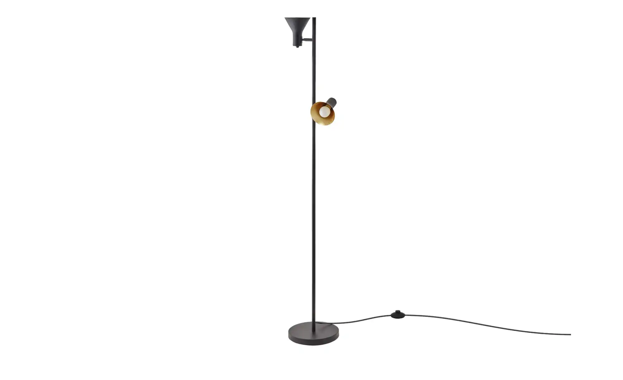 Trio Stehleuchte, 2-flammig, schwarz/goldfarb.