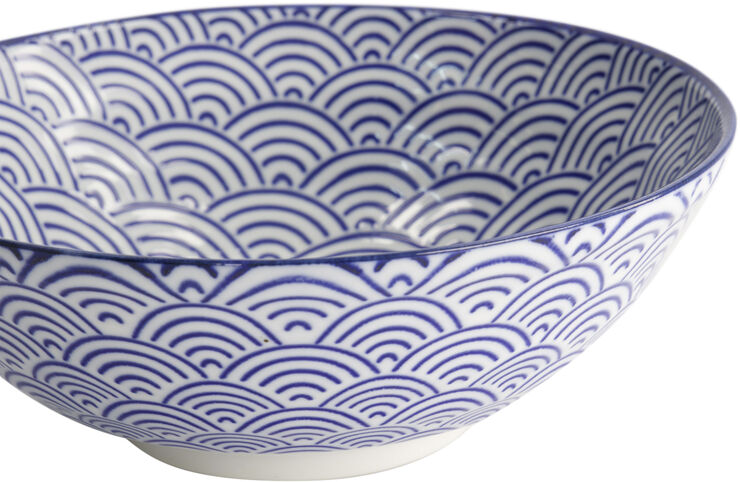 Tokyo Design Studio Nippon Blue Soba Bowl 21x7. 8cm 1. 1l Wave Blue/white