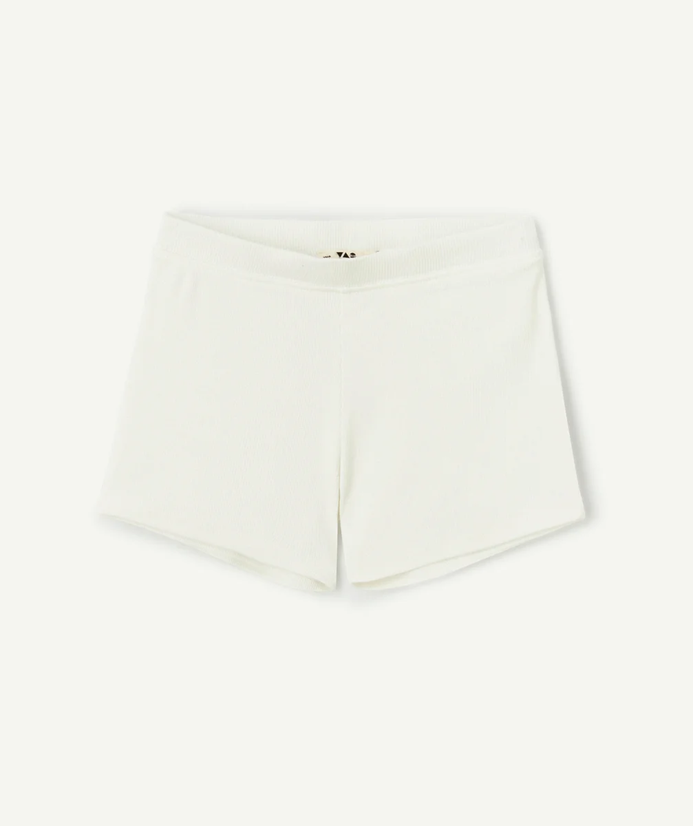 lot de 2 shorts fille en coton bio blanc et noir