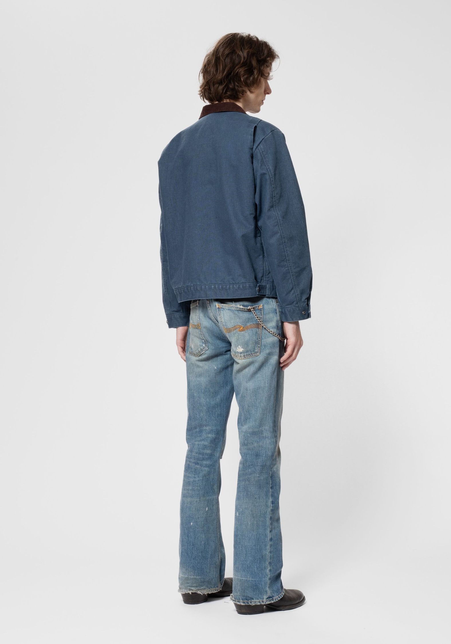 Nudie Jeans Jacke Blake Zip Jacket Canvas Blue