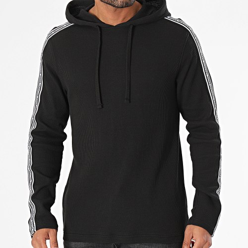 Tee Shirt Capuche Manches Longues A Bandes Fall 6F3SH13081 Noir