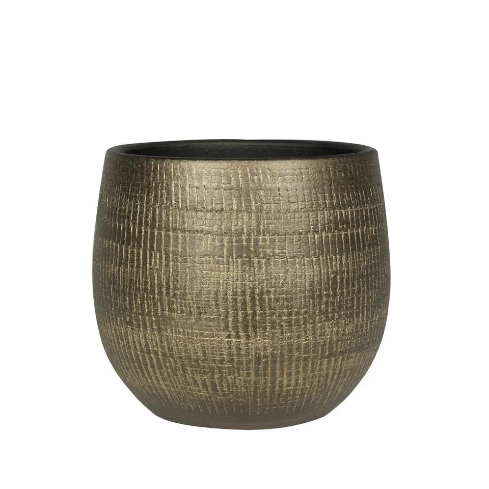 Ter Steege Plantenpot - metal look - goudkleurig - 26 x 25 cm