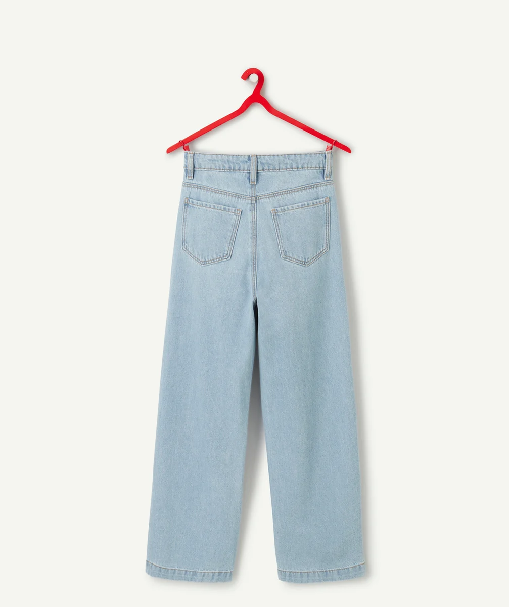 PANTALON WIDE LEG FILLE EN DENIM BLEU LOW IMPACT AVEC TAILLE HAUTE