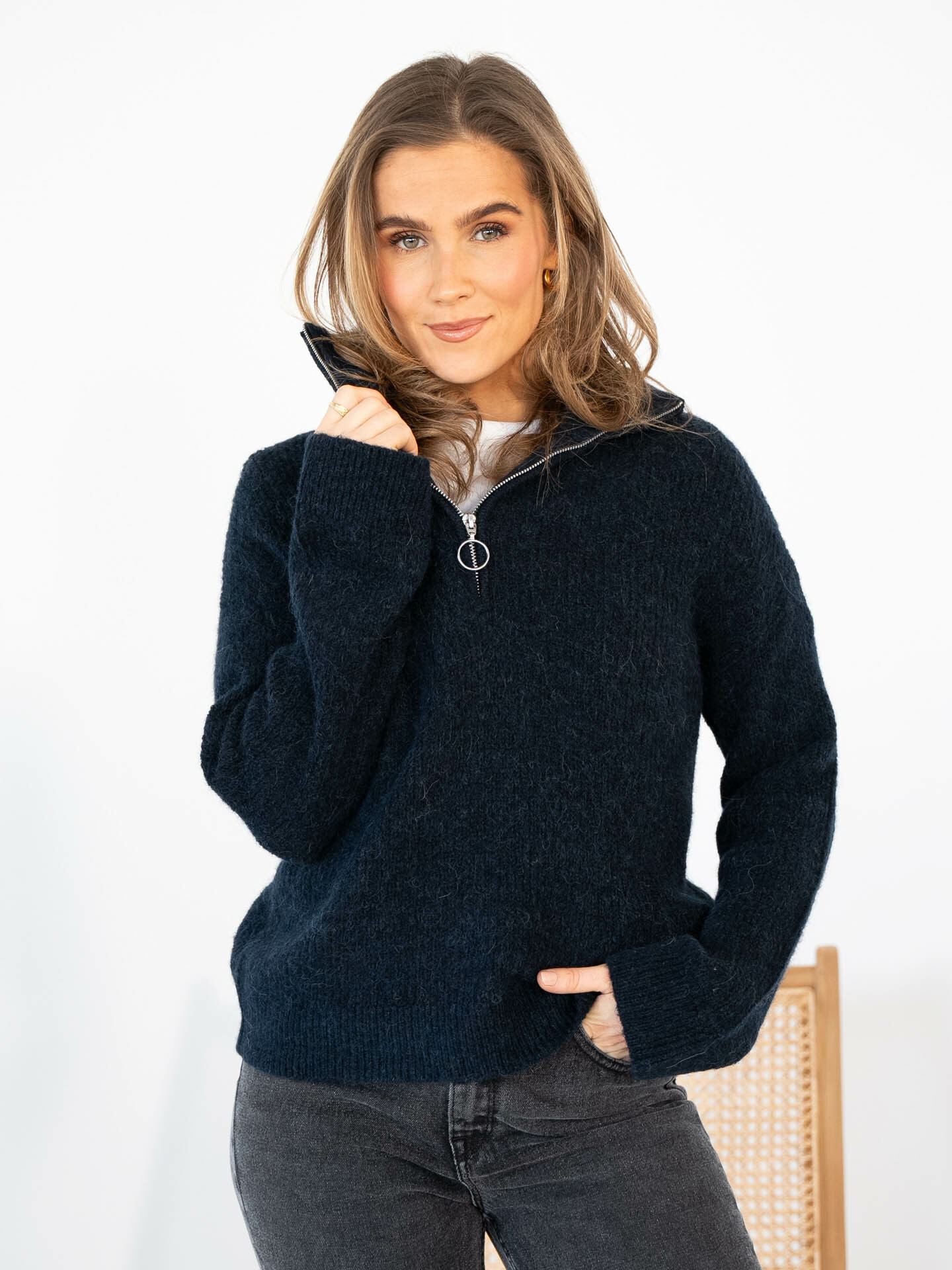 Sia Ras Long Sleeve Knit Half Zip