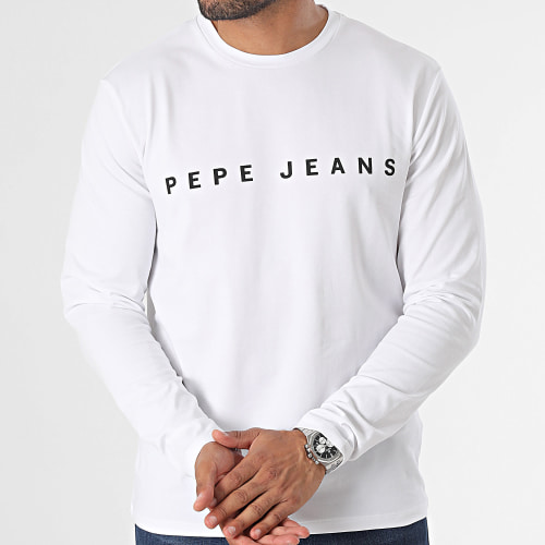 Tee Shirt Manches Longues Logo Blanc
