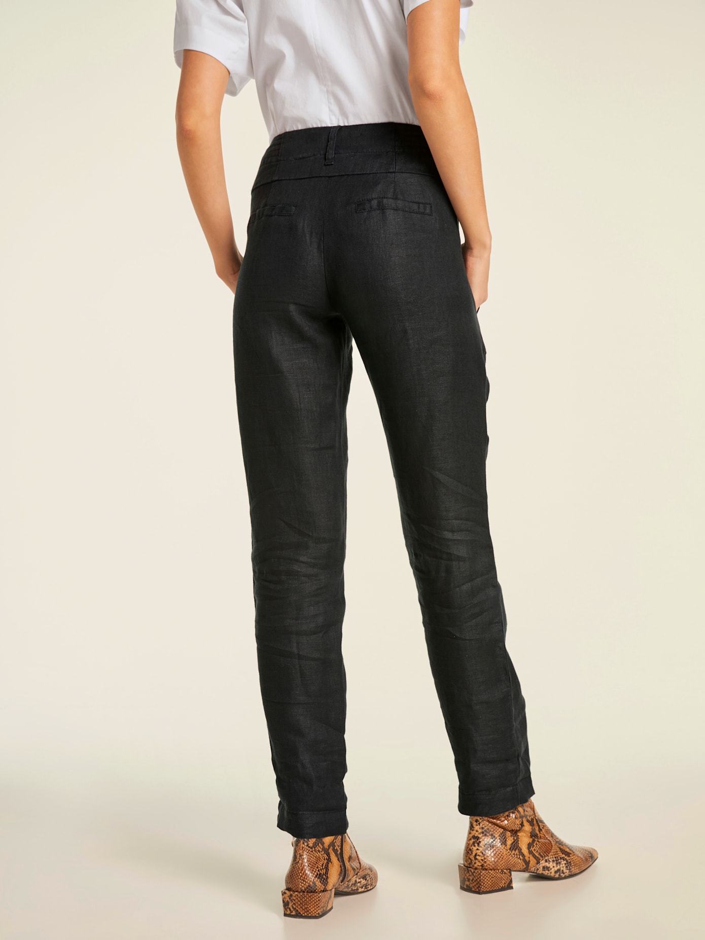 Pantalon en lin style soigné, poches fendues