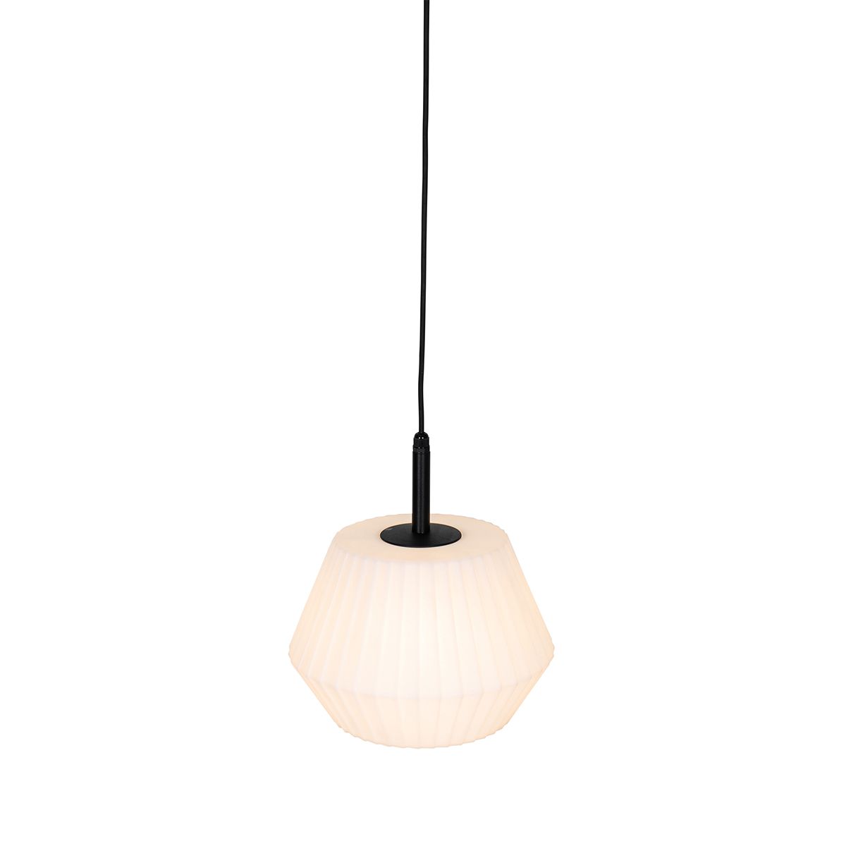 Moderne buiten hanglamp zwart met witte kap 32.9 cm IP44 - Robbert
