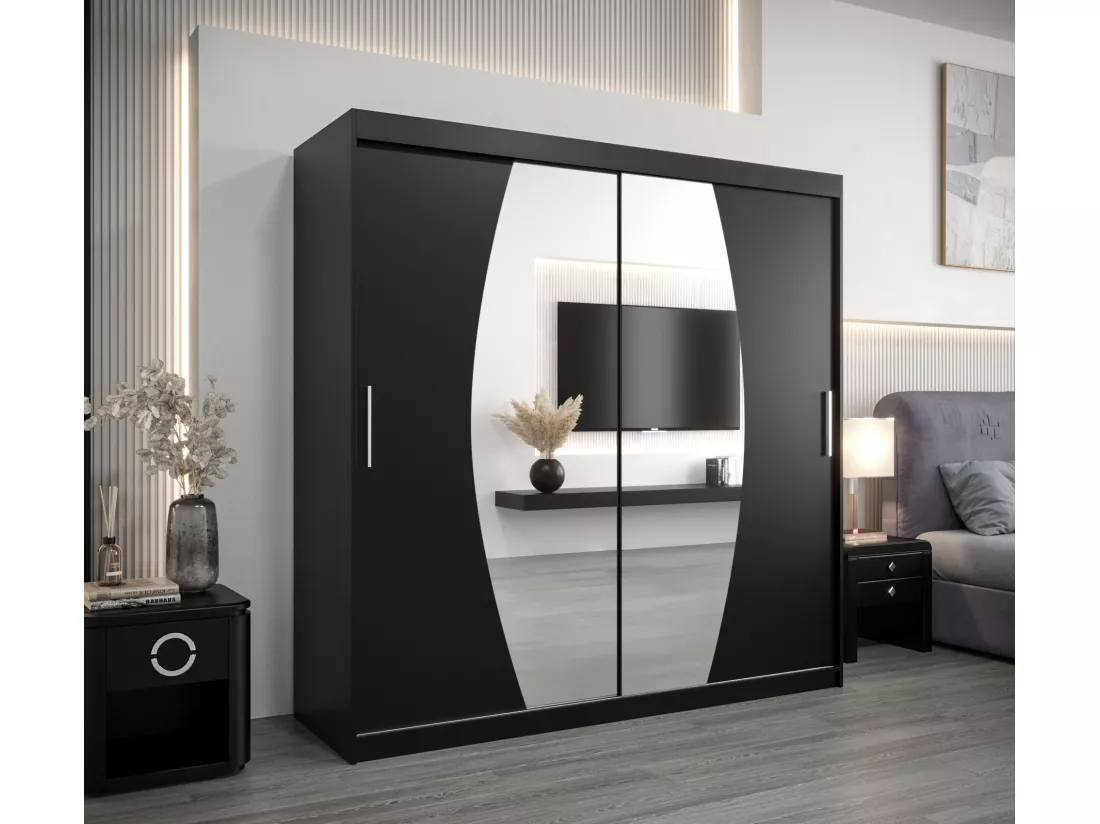 Armoire Elypse À Portes Coulissantes 200/200/62 2 portes (Noir/Noir)