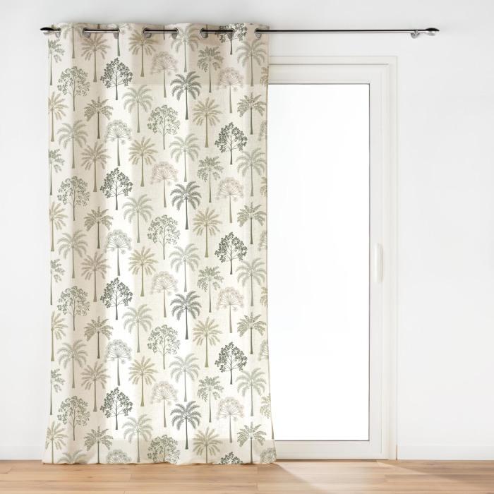 PANNEAU OEILLETS 140X240CM VOILE IMPRIME PALMEA VERT