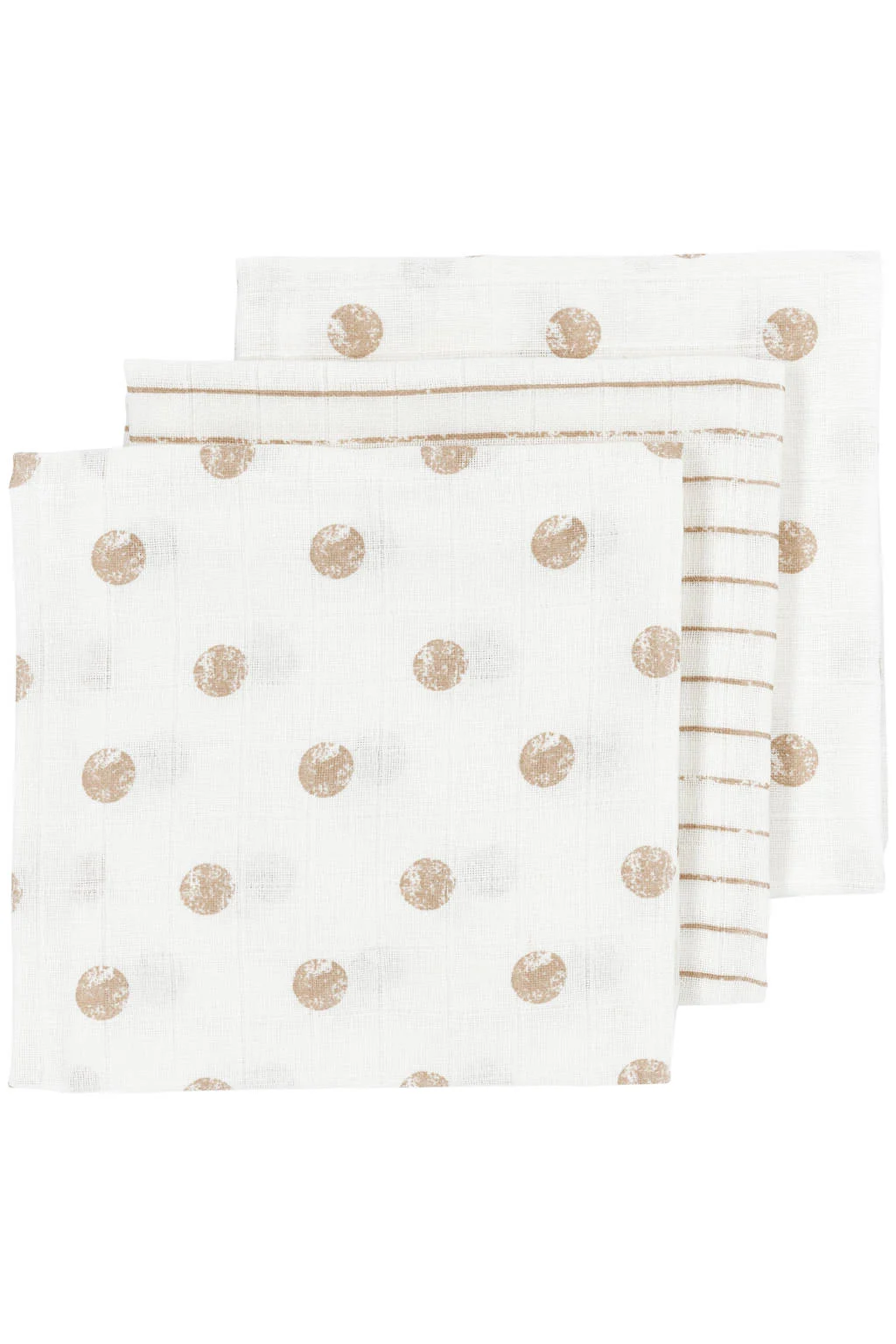 hydrofiele luier Dot Stripe - set van 3 sand - 70x70cm
