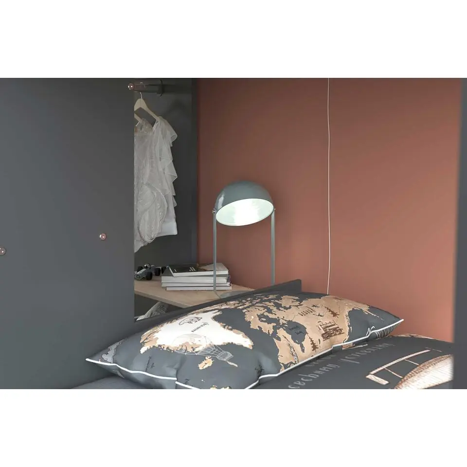 Stapelbed Stim met kast & lade - eik/grijs