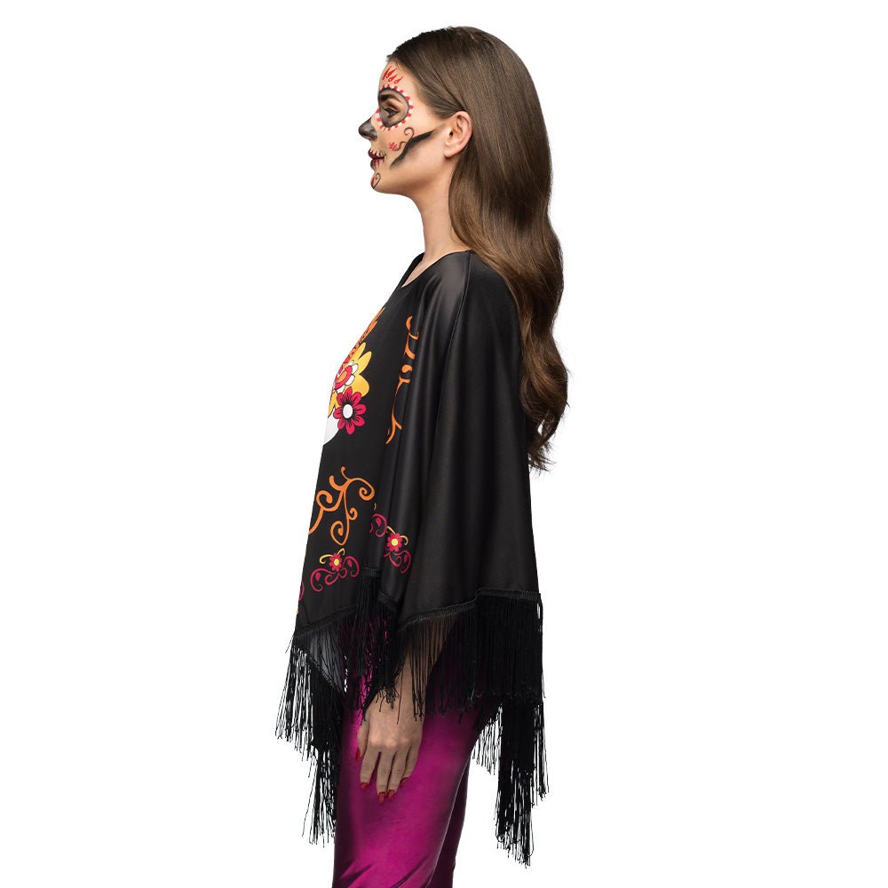 Zwarte Poncho Day Of The Dead