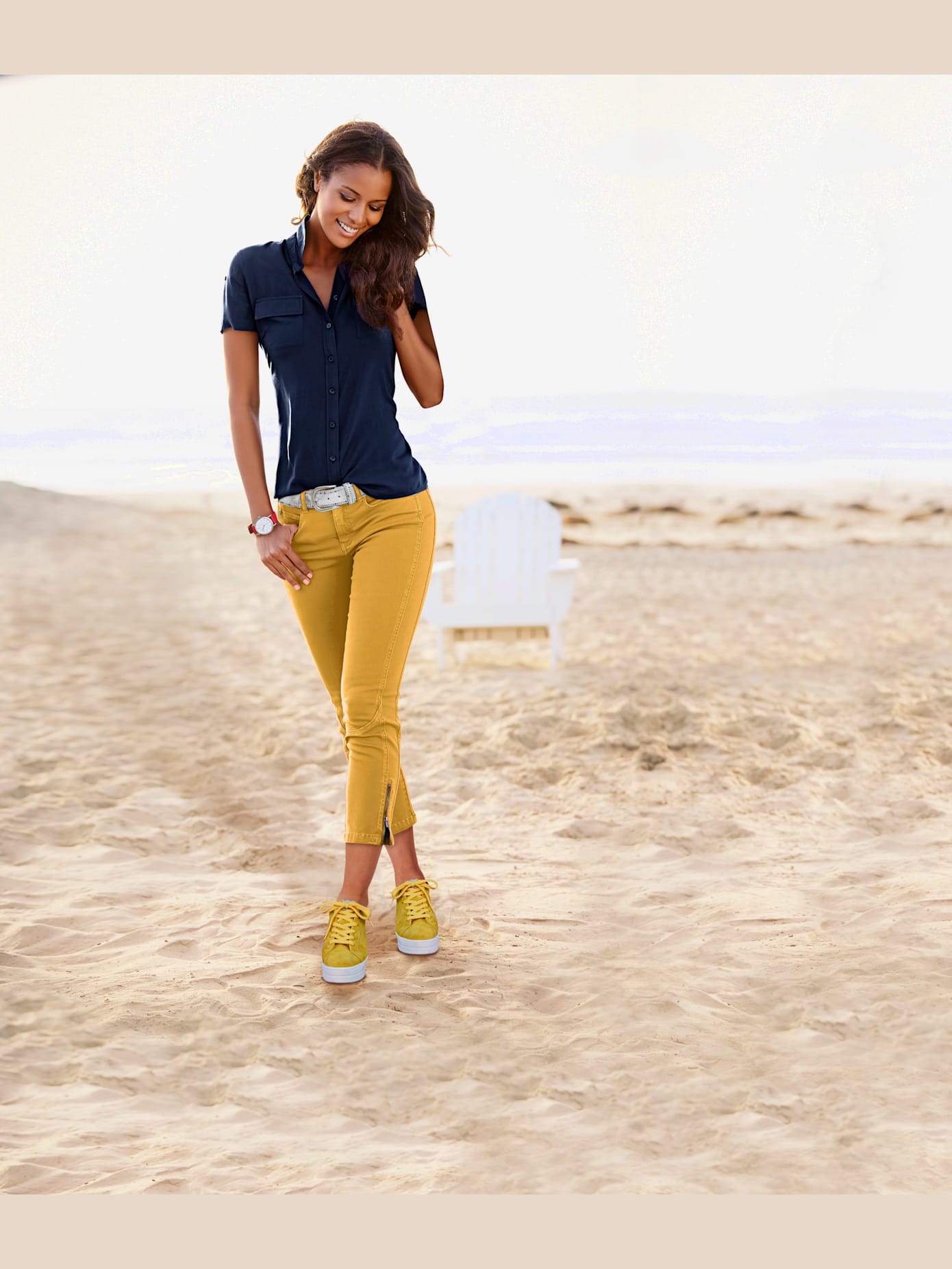 Pantalon effet ventre plat coupe skinny