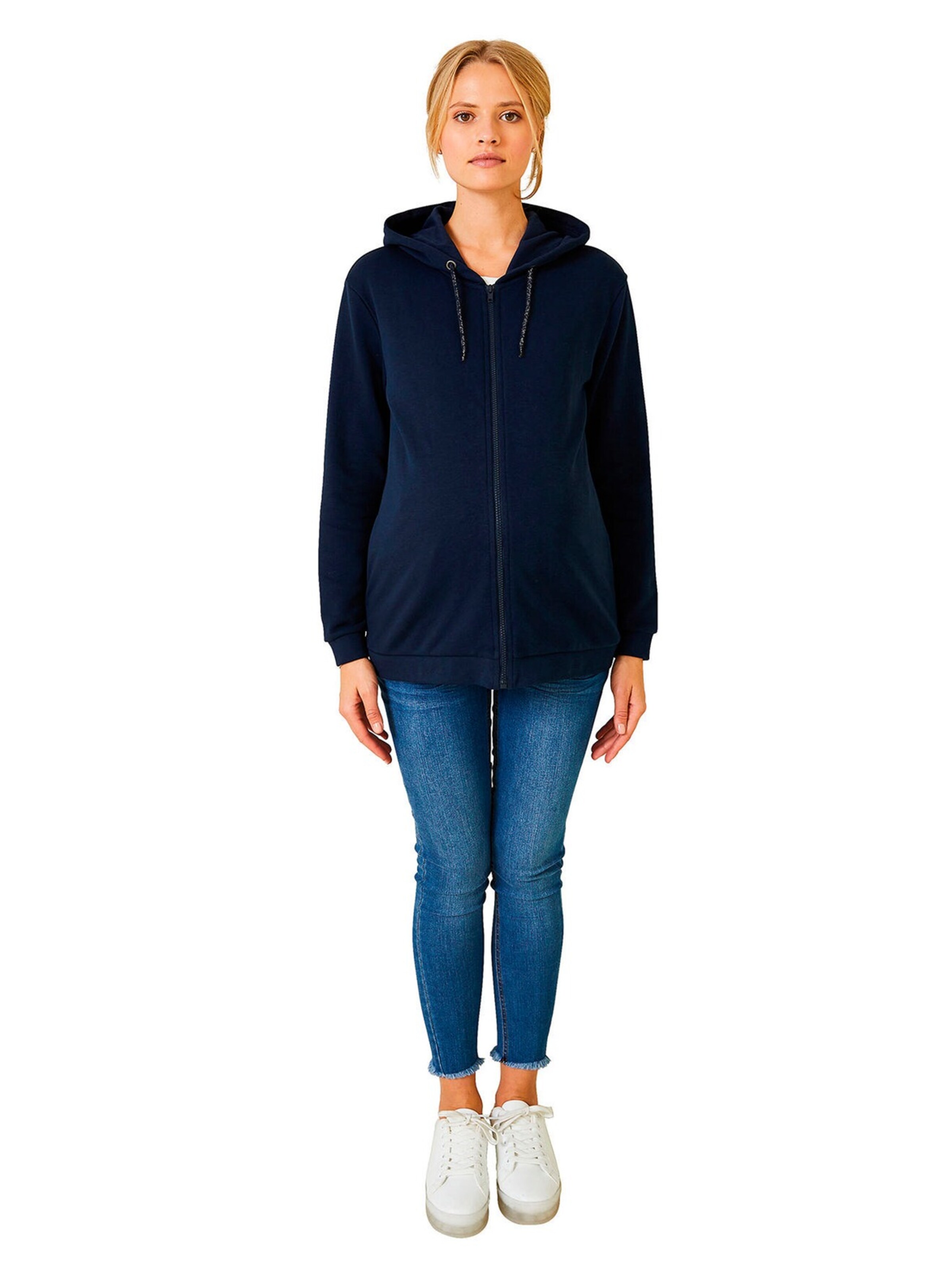 Vertbaudet 3-in-1-Kapuzensweatjacke, Tragejacke für Schwangerschaft & Stillzeit nachtblau