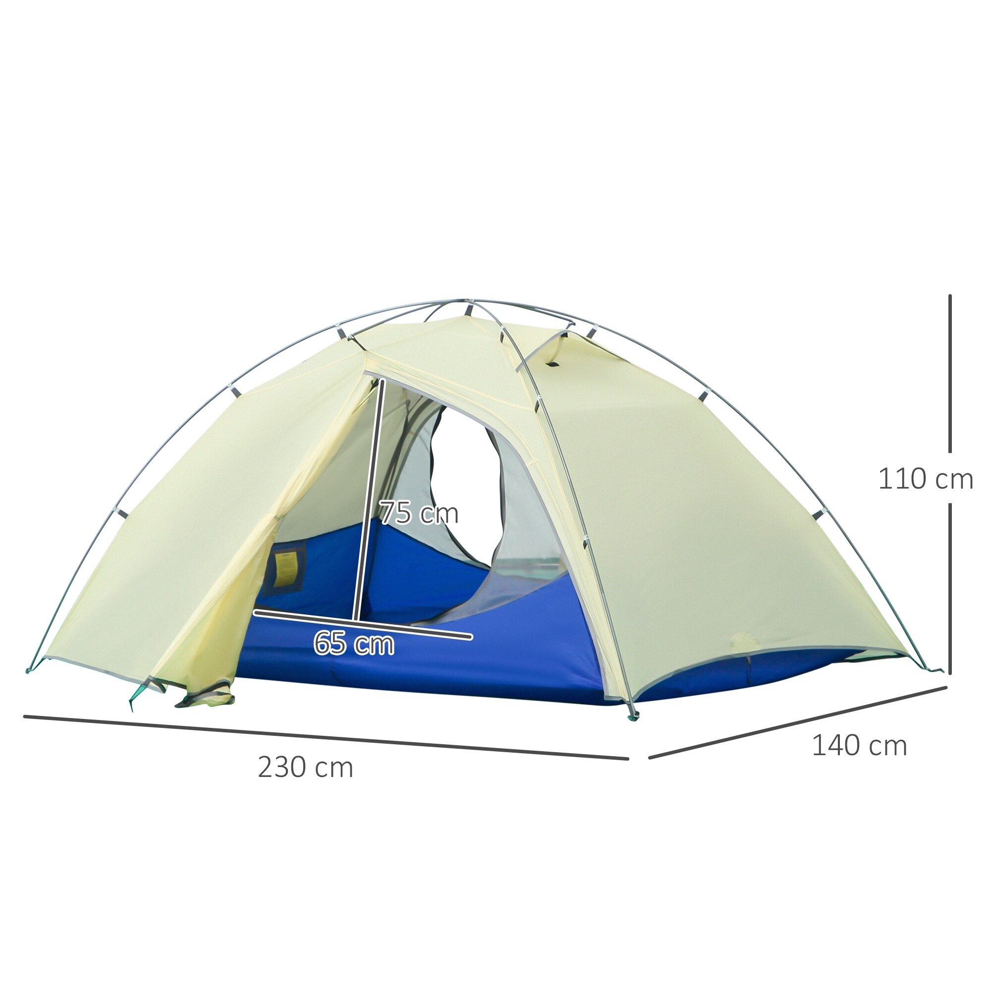 Outsunny Campingzelt mit Tragetasche weiß 230L x 140B x 110H cm