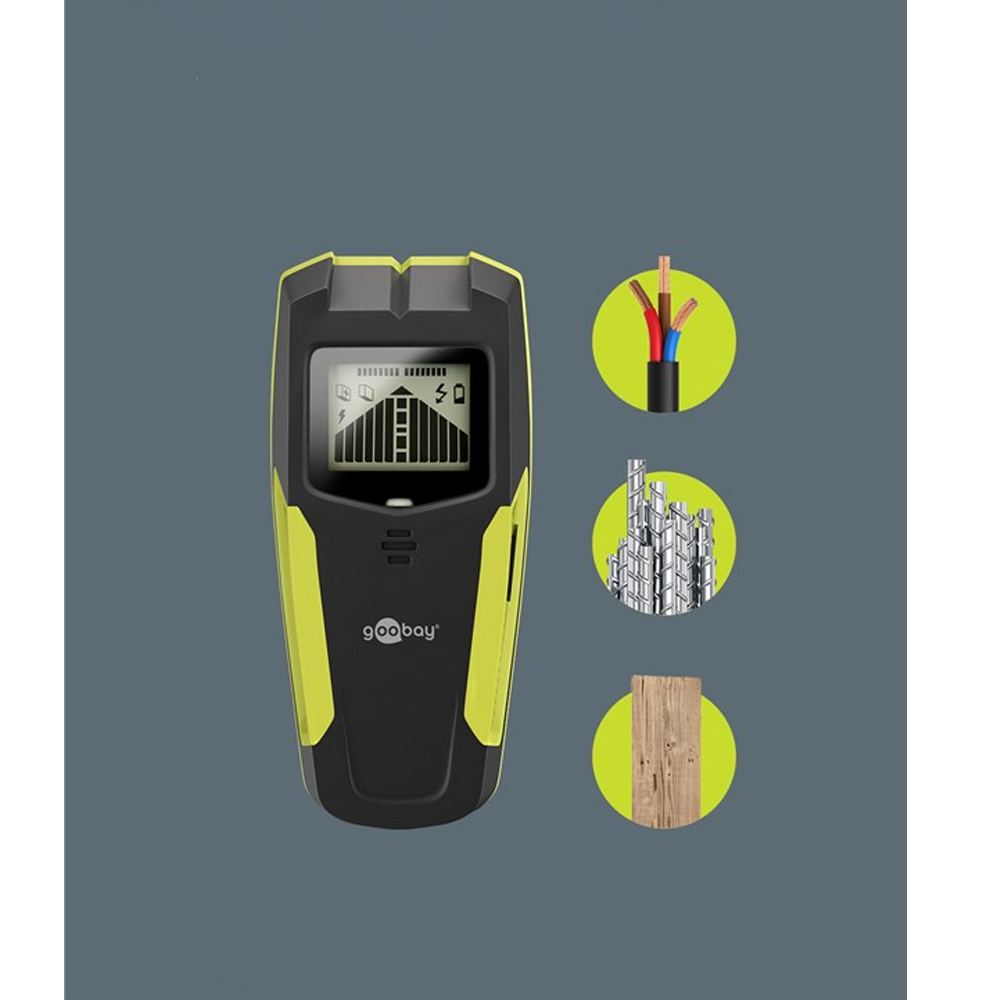 3in1 Tools Multidetektor Ortungsgerät Leitungssucher Wandscanner für Heimwerker mit LCD Display inkl. Batterie (77833) - Schwarz / Grün