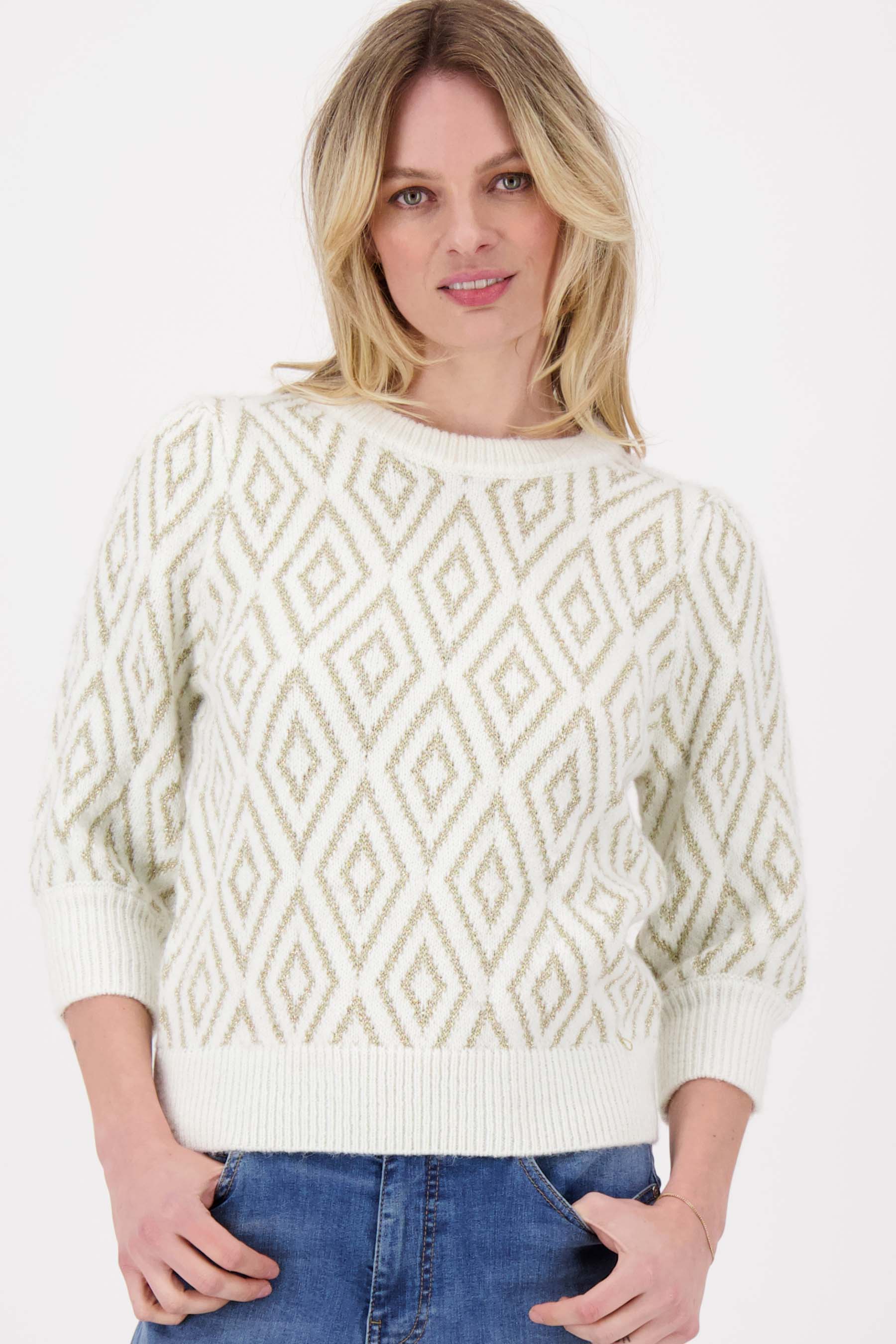 pofmouw trui met lurex nordic jacquard
