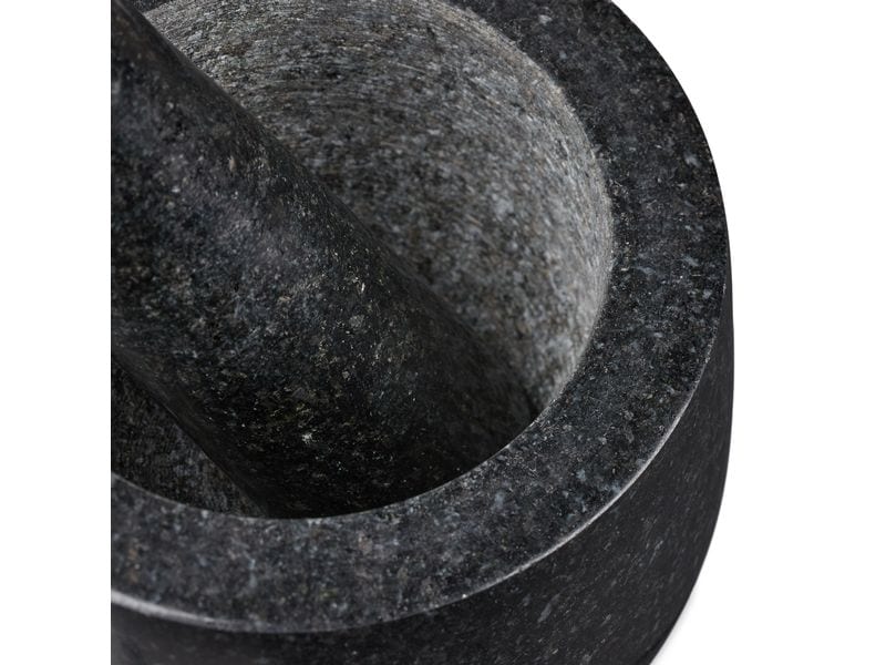 relaxdays Mörser mit Stössel 12 cm, Granit Polierter Gewürzmörser und Stössel