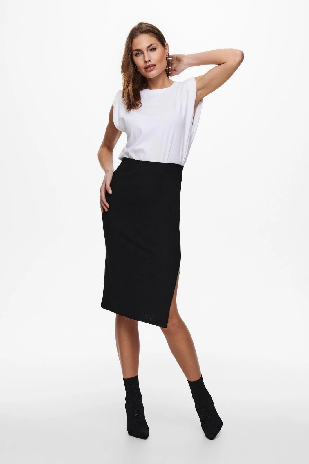 Only Onlemma Slit Skirt black