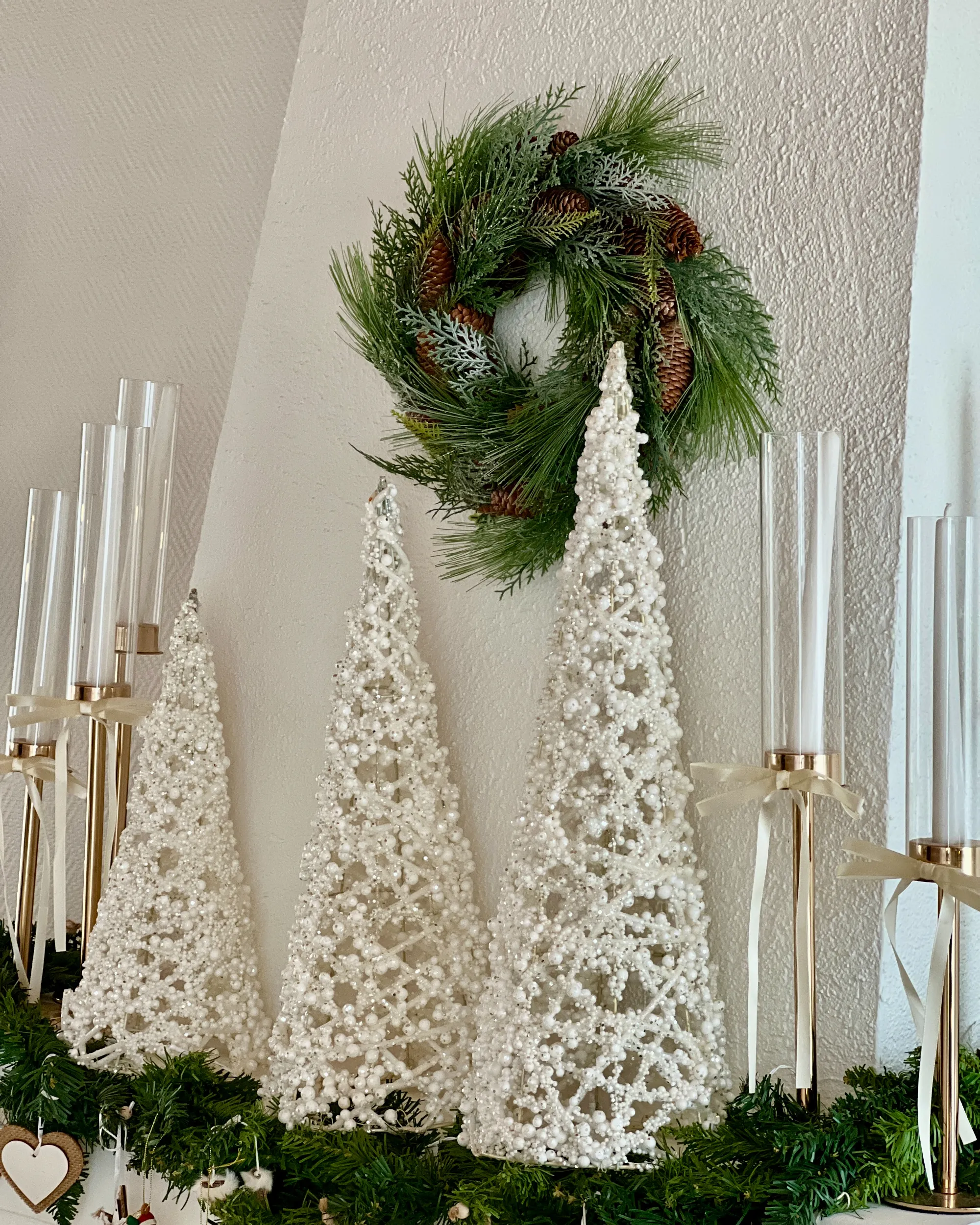Set van 3 figuren ROSAN Kerstboom 40/50/60 cm Wit