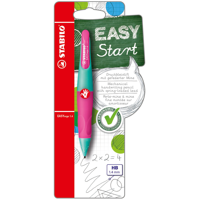 Stabilo Druckbleistift EASYergo 1.4, für Rechtshänder, 1.4 mm, HB, türkis/neonpink