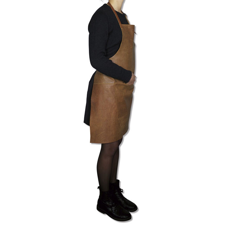 DutchDeluxes Læderforklæde BBQ Style Apron Vintage Camel Camel